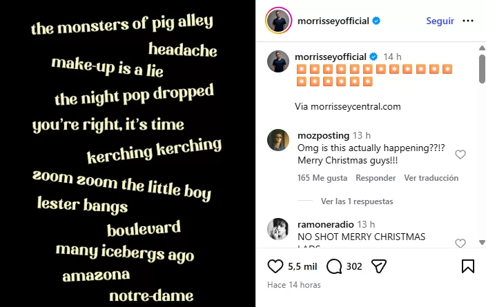 Morrissey Instagram.