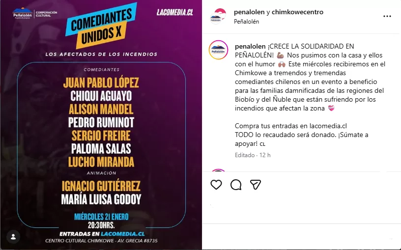 Comediantes unidos x incendios