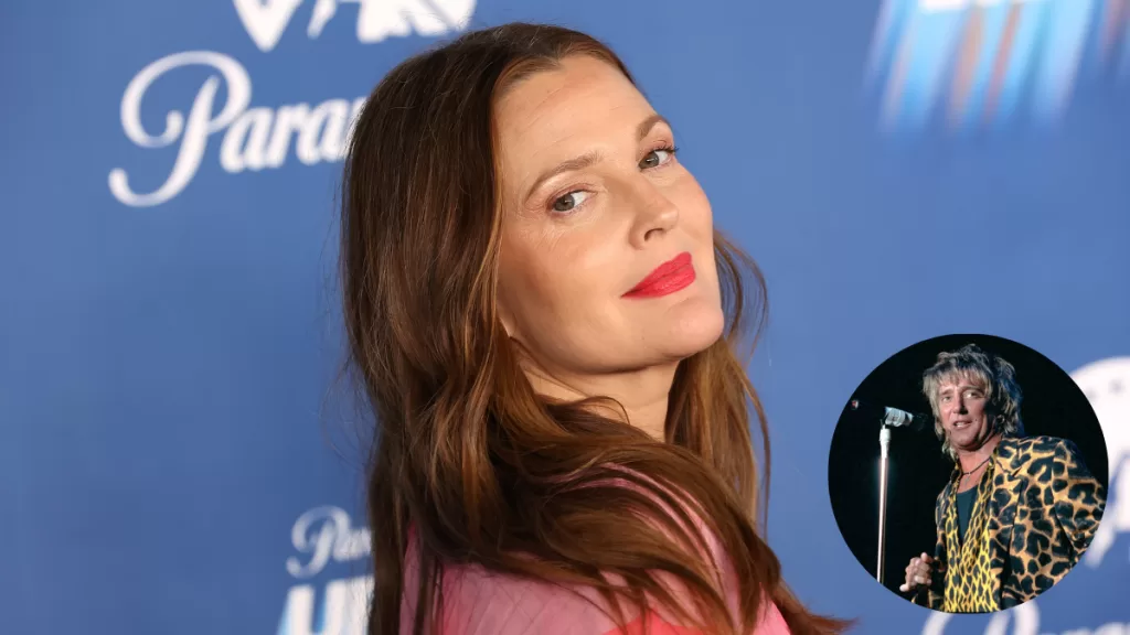 Drew Barrymore y Rod Stewart