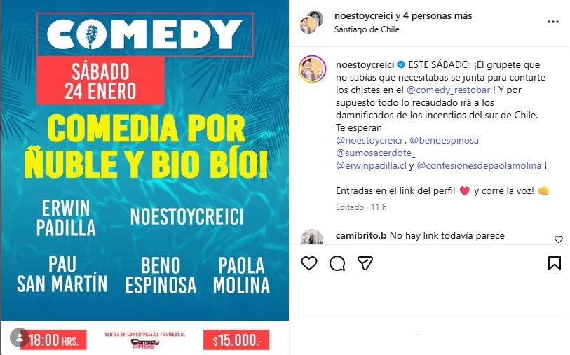Shows de comedia a beneficio