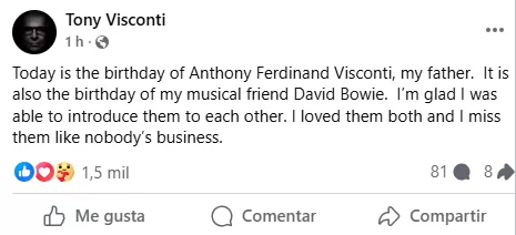 Tony Visconti Facebook