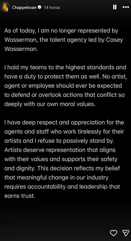 Chappell Roan Historia de Instagram