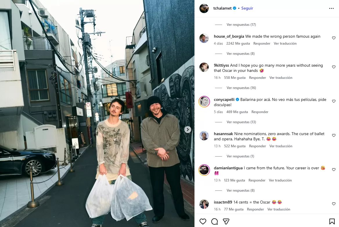 Última publicación de Timothée Chalamet vía Instagram