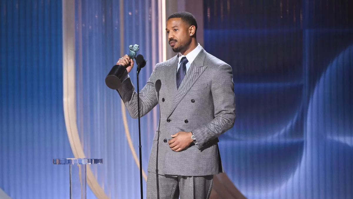 Michael B. Jordan recibiendo el SAG a Mejor Actor, Getty