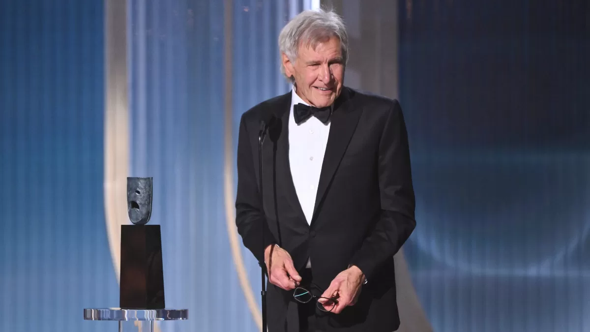 Harrison Ford recibiendo el SAG por su trayectoria, Getty