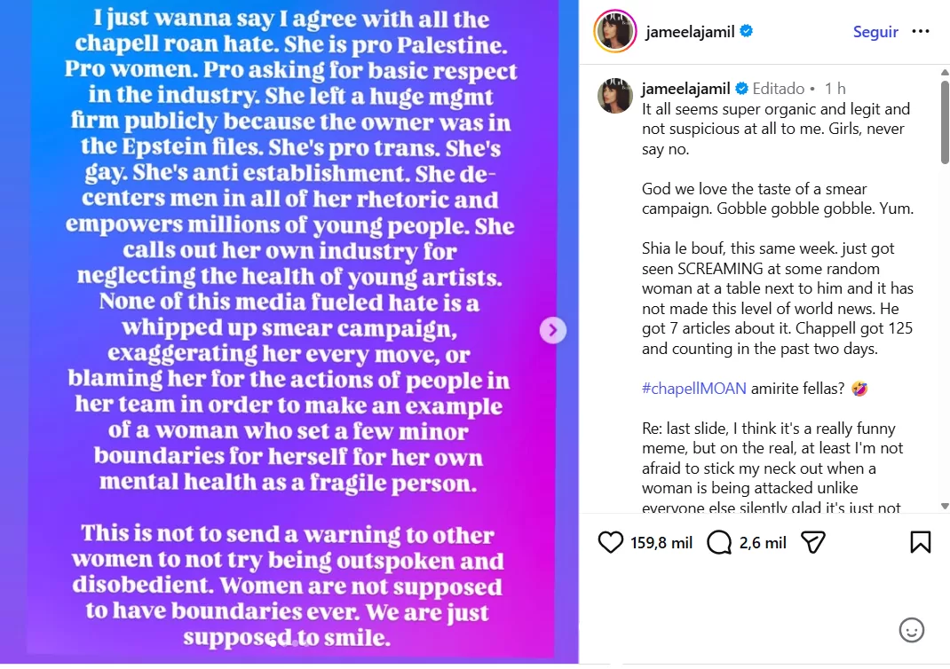 Jammela Jamil defiende a Chappell Roan