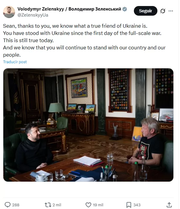 Sean Pen y presidente de Ucrania X