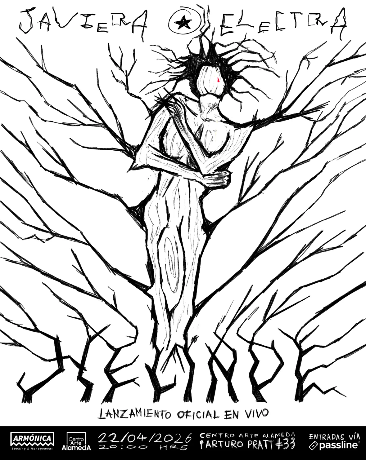 Afiche del concierto de lanzamiento de "Helíade", Javiera Electra