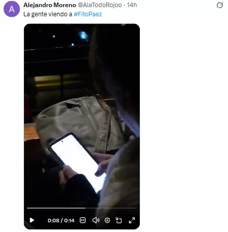 Captura de pantalla twitter concierto de Fito Páez