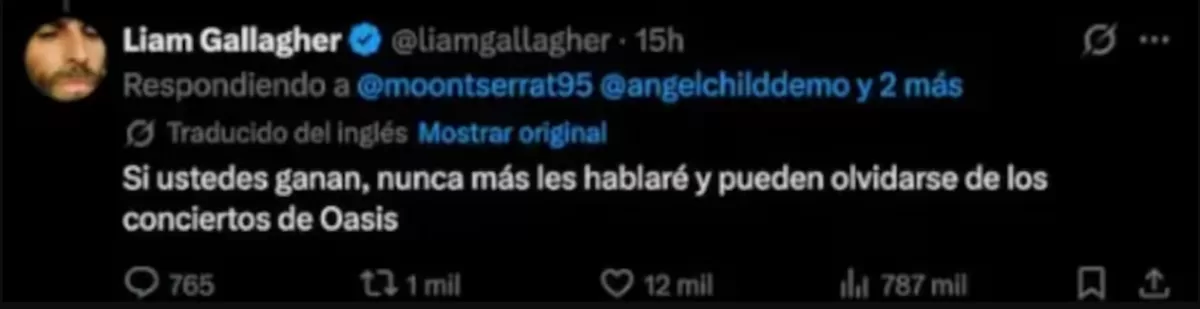X Liam Gallagher