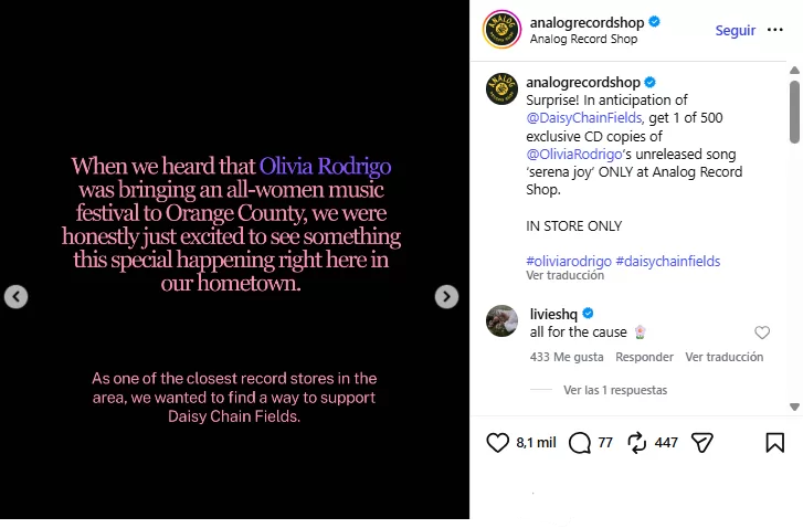 Instagram Analog Records Olivia Rodrigo