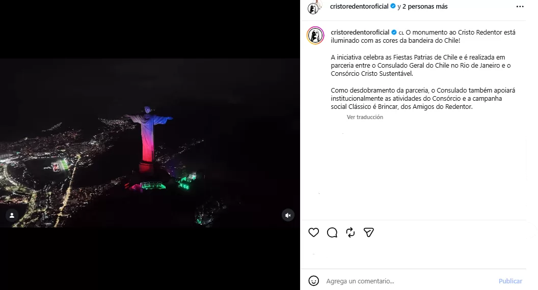 Cristo Redentor fiestas patrias colores